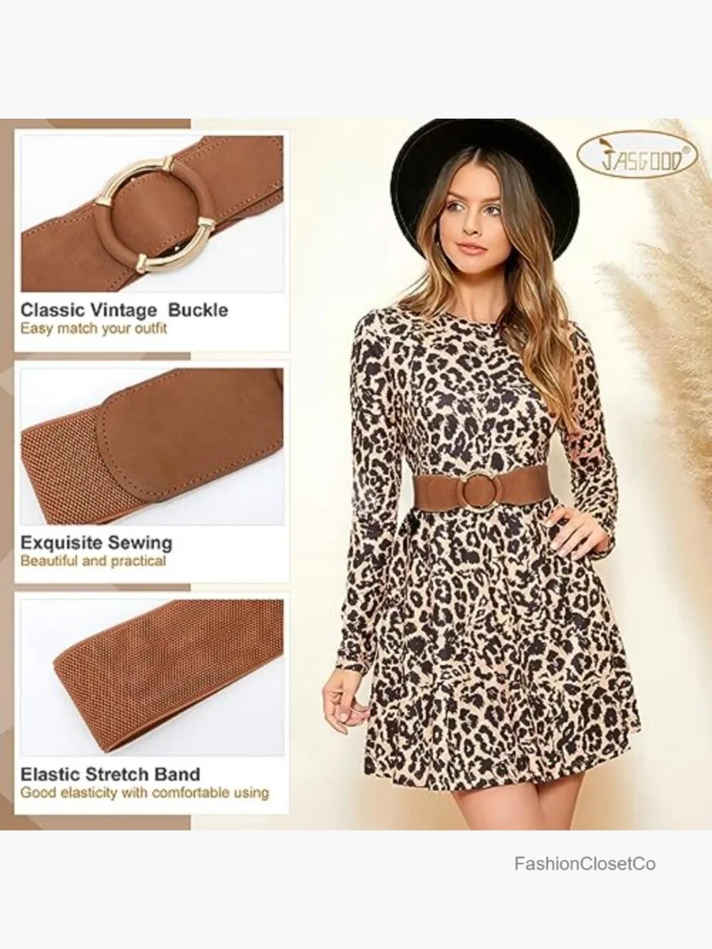 Wide Elastic Waist Belt with Circle Buckle - 2.95